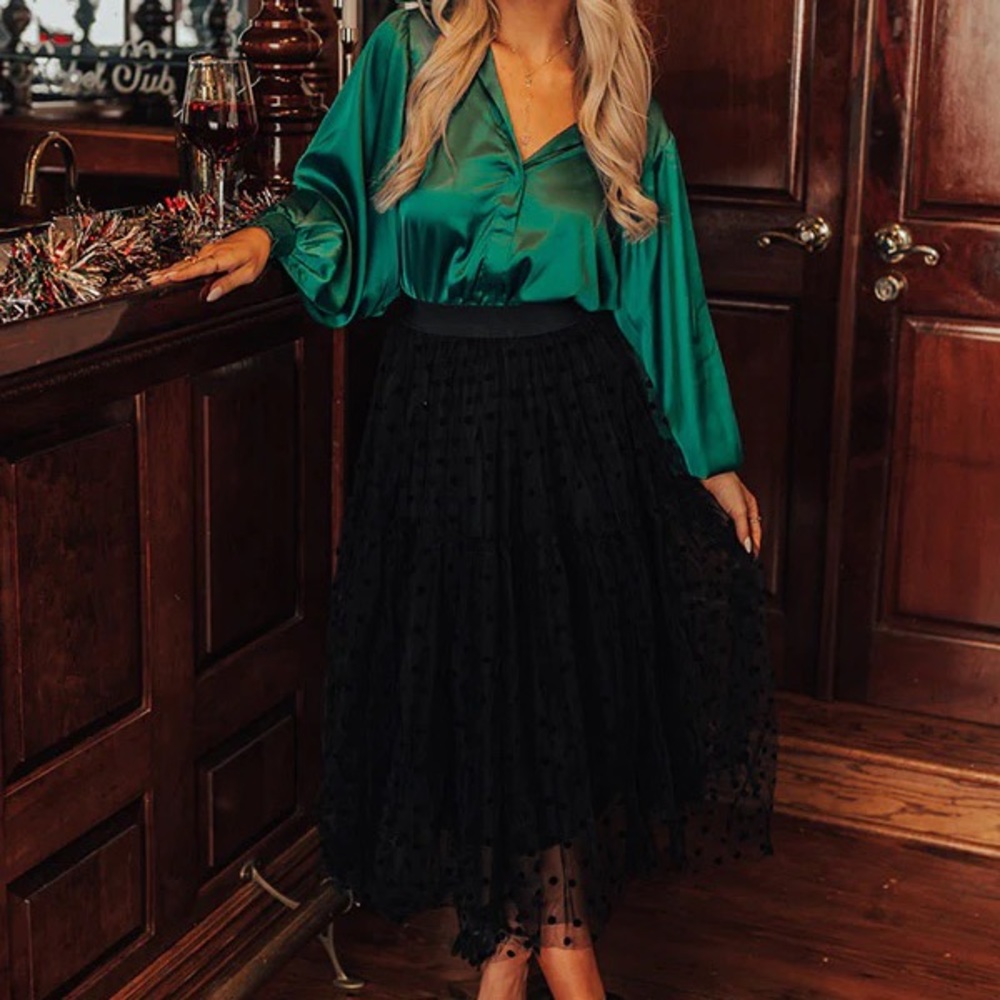 Tulle and Polka Dot midi skirt